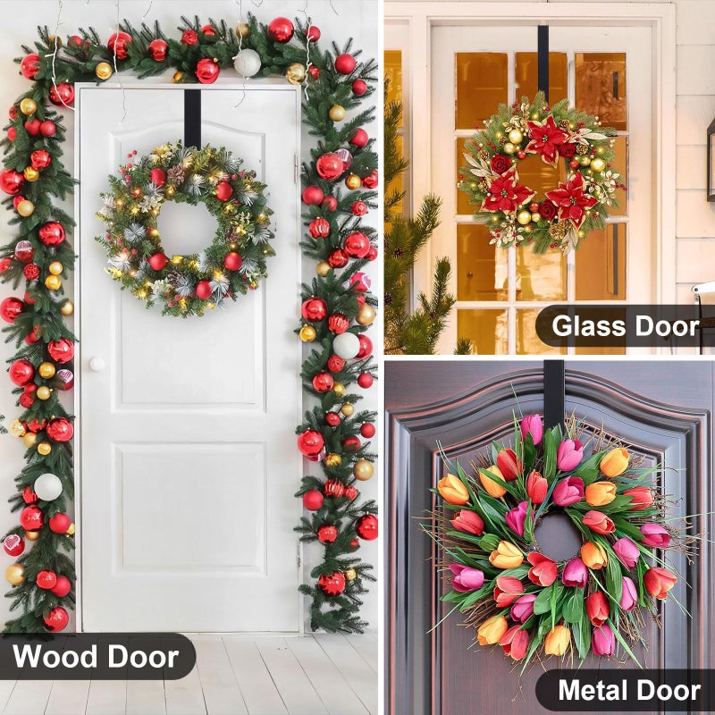 HEYHOUSE Wreath Hanger,Easter Decorations Adjustable Wreath Hanger for Front Door Decor from 14.9-25",Over The Door Hooks Organizer 20 lbs Larger Wreaths Hangers Christmas Wreaths Decorations Hook - Image 3